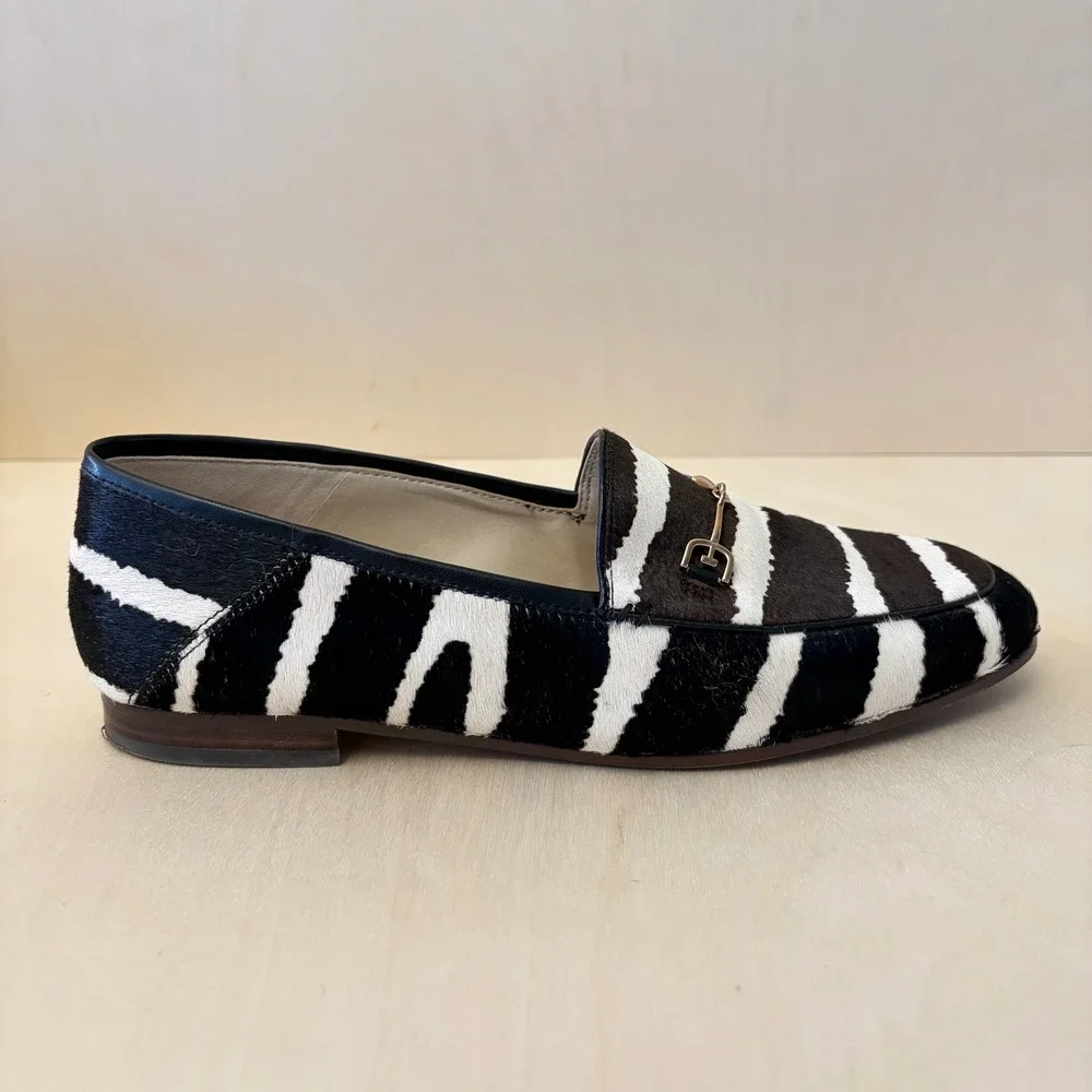 Sam Edelman Loraine Bit Loafer Womens 11 Zebra Print Calf Hair Leather Flats Box